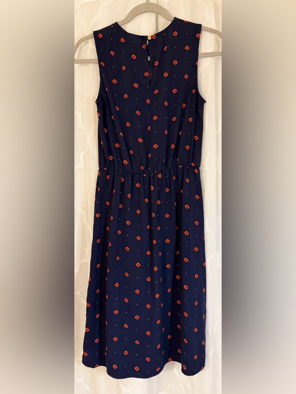 A New Day Navy Midi Dress | XS | Red Geo Print Sleeveless Dress Diamond 💎 - Picture 13 of 16